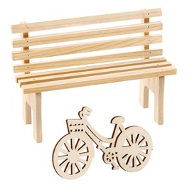 Miniatur Bank aus Holz, Wichteltür Zubehör Miniatur Möbel Miniatur Wichtel Zubehör Gartenbank Holz