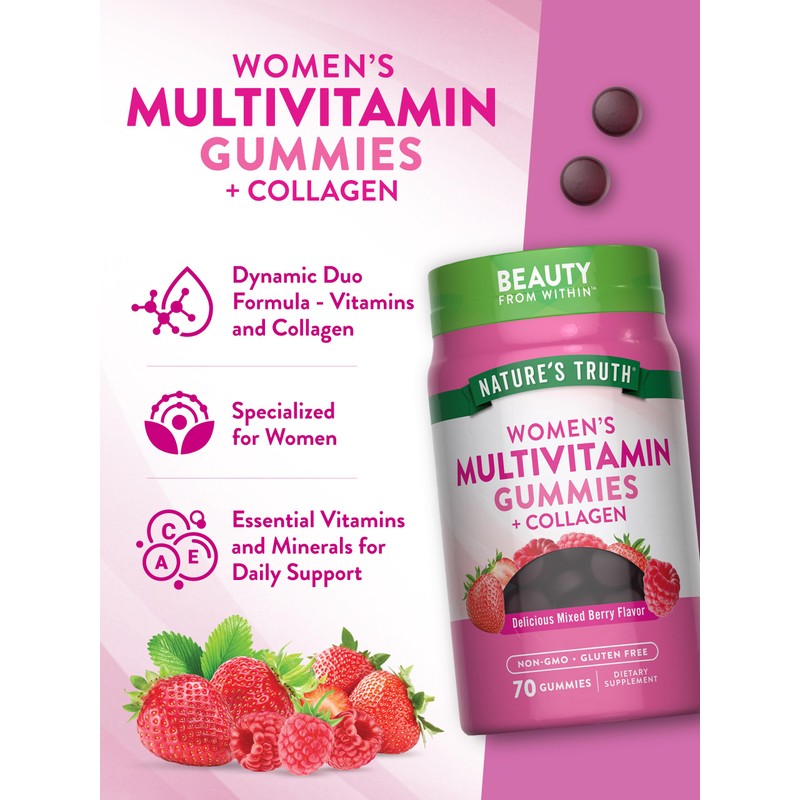 Nature's Truth Womens Multivitamin Gummies Plus Collagen & Biotin |