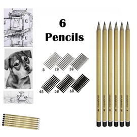 World of Colour Set of 6 Colourworld Non Toxic Sketching Pencils | B, 2B, 3B, 4B, 5B, 6B Drawing Pencils Ideal for Sketching, Shading & Doodling | For Beginners & Professionals