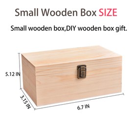 Wooden Boxes for Crafts, Natural Wooden Boxes 6.7 x 5.1 x 3.2 Inch, Reusable Wooden Boxes for Art and DIY Hobbies, Jewelry Boxes and Wooden Gift Boxes for Home Storage