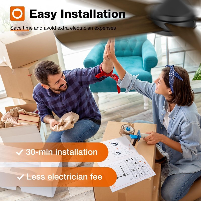 addlon Ceiling Fans with Lights, 42 inch Black Ceiling Fan