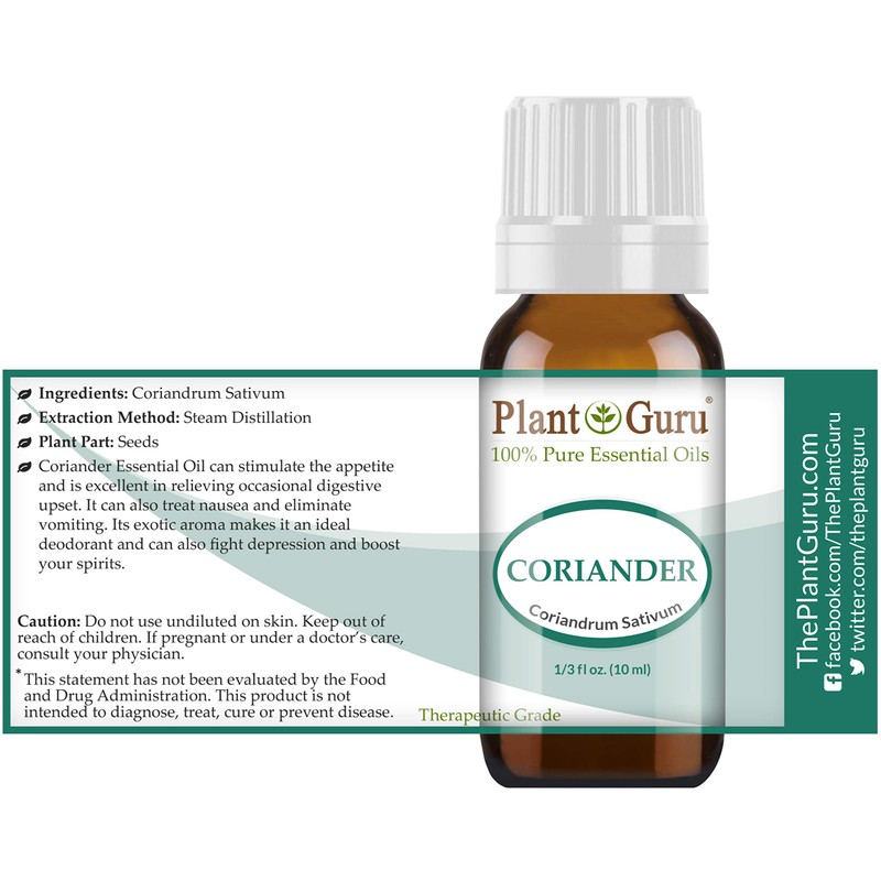Coriander Essential Oil 10 ml 100% Pure Undiluted Therapeutic Grade.