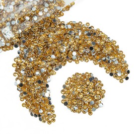 qiipii 14000PCS 2mm Champagne Golden Small Crystal Resin Rhinestones for Crafting SS6 Flatback Stones Bulk Diamonds Crystals Gems for Nails Face Eyes Makeup Tumblers Bottles Crafts Clothes Shoes Phone