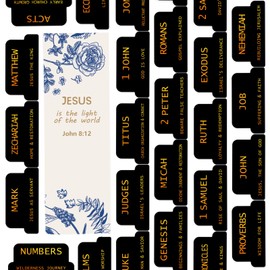 Bible Tabs, 72 Laminated Bible Tabs for Women and Men Study Bible, Easy to Read and Apply, Bible Index Tabs, Large Print Bible Book Tabs, Bible Study Supplies (Black)