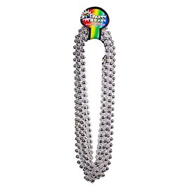 Windy City Novelties - 12 Pack Silver 33" Inch Round Silver Metallic Bead Necklace for Women - 4th of July Party Supplies Party Favors Tossing Beads Birthdays Weddings Prizes Giveaways