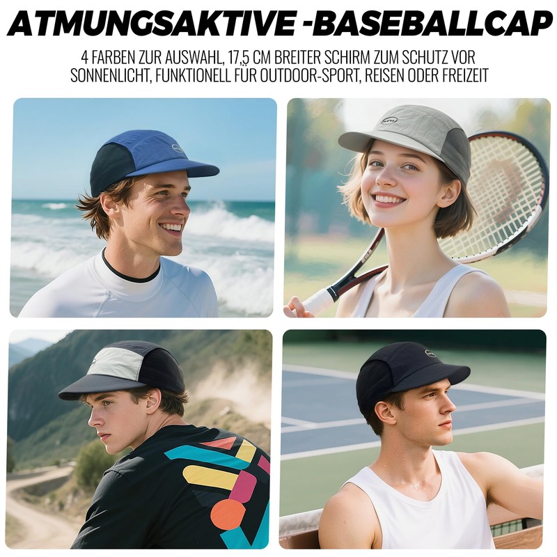 CLAPE 5 Panel Cap Short Brim Baseball Cap Flat Hat