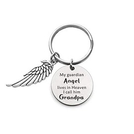 Grandpa Memorial Keychain - My Guardian Angel Lives in Heaven I Call Him Grandpa - Grandpa Memorial Gift in Memory of Grandfather Cremation Remembrance Gifts