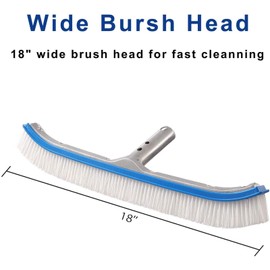 GLORYA Swimming Pool Brush with 8ft Pole - 18" Polished Nylon Bristles Pool Brush Head - Brush Designed for Cleans Walls Tiles and Floors