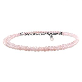 Natural Pink Morganite Beads Gemstone Dainty Choker Necklace, Gift for Women, Chakra Healing Crystals, Beaded Jewelry in 925 Sterling Silver Chain 18 inch Unconditional Love Crystals Necklace