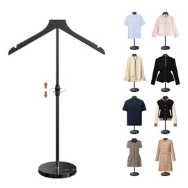 OLV Shirt Display Stand with Upgrade Marble Base, 18-34 Inch Adjustable Mannequin Torso for Vendors Shop, More Stable High-end Dress Form Clothes Rack, T Shirt Display Holder Jacket Coat Hanger, Black