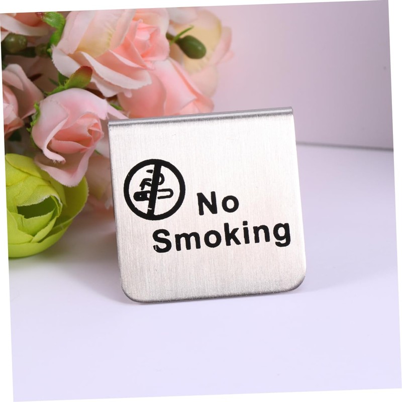 ULTECHNOVO 3pcs Stainless Steel No Smoking Table Tent Sign Double-sided