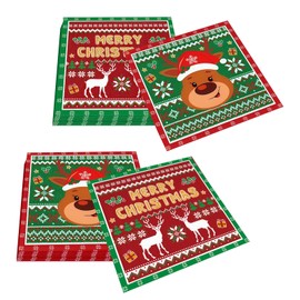THXFUNAREA Tovaglioli Natale + Tovaglioli Natalizi – Doppio Strato, Morbidi e Assorbenti, Disegno Renna – Per Tavola, Cena e Decorazioni Natalizie – 40 Pezzi, 16.5/33 cm