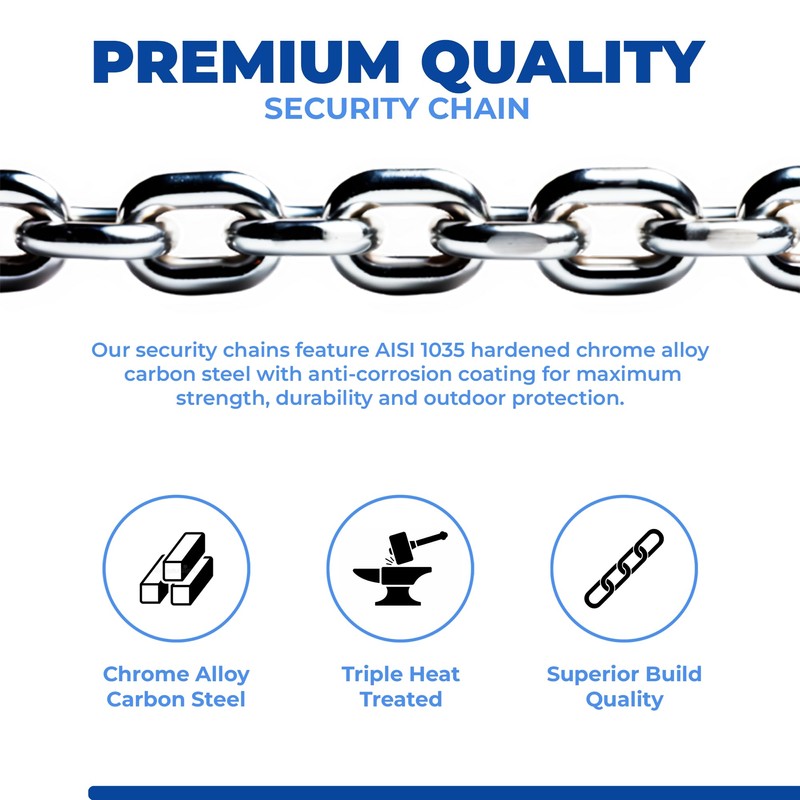 DocksLocks Heavy Duty Cinch Style 8mm Security Chain - (3ft,