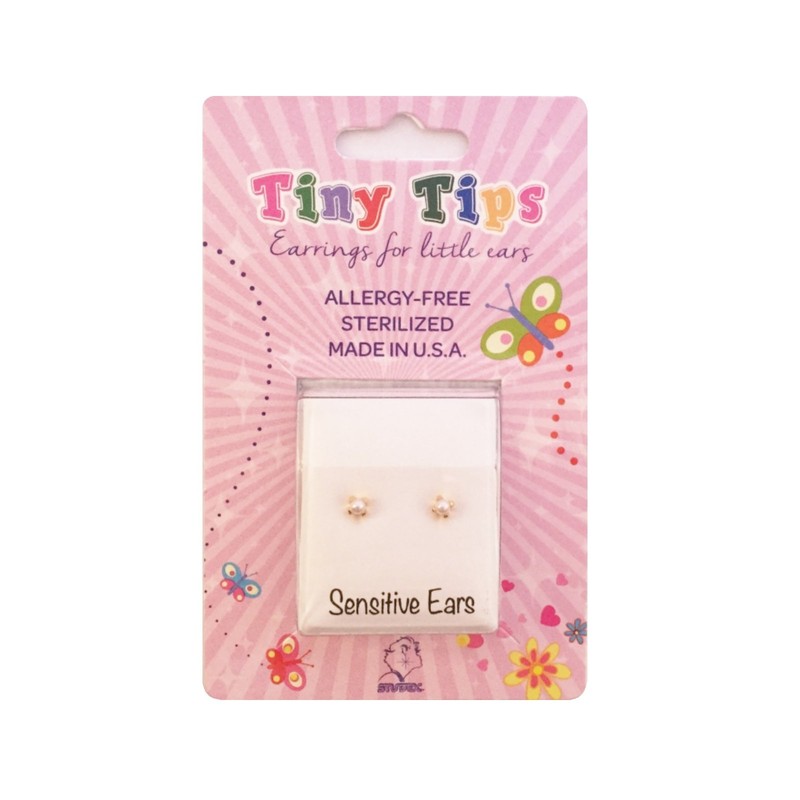 Studex Tiny Tips 3mm Pearl Gold Plated Childrens Hypo-allergenic Stud