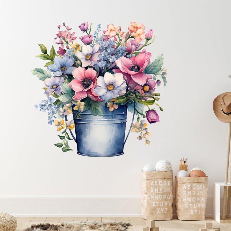 GRAZDesign Wall Sticker Flowers Meadow Flowers in Bucket Wall Decoration