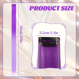10 Pcs Clip In Hair Extension, 22 In Hair Extensions Human Hair Extensions Long Straight Hair Extensions clip in Hair Accessories for Girls(Purple-light purple gradient)