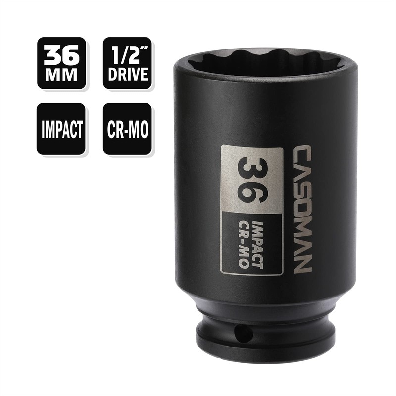 CASOMAN 1/2" Drive x 36 mm Deep 12 PT Impact