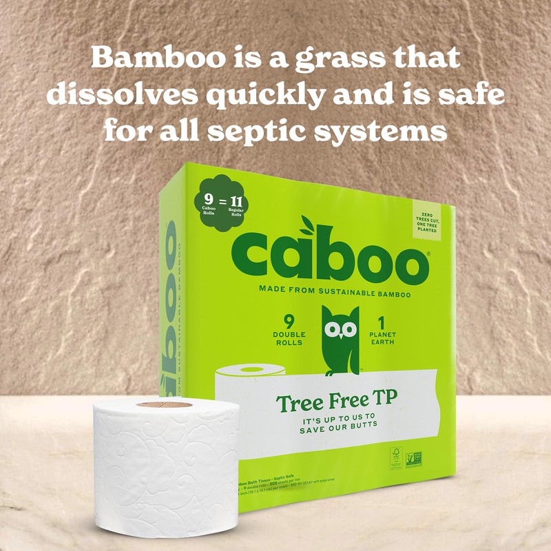 Caboo Tree Free Toilet Paper, Septic Safe Bath Tissue, Quick