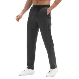 Fliwos Men's Sweatpants, TriProof Track Pants Men with Zipper Pocket Drawstring Joggers for Men Lightweight Stretch Pants Workout Athletic Lounge Charcoal Gray