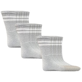Men's Cotton Blend Striped Socks, Grey and White, 6/12 Pairs, UK 9-13/EU 44-49 (UK, Numeric, 9, 13, Regular, Regular, Grey- Pack of 3)