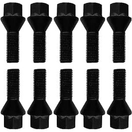 10 Wheel Bolts Taper Collar Black M12 x 1.5 (45 mm)