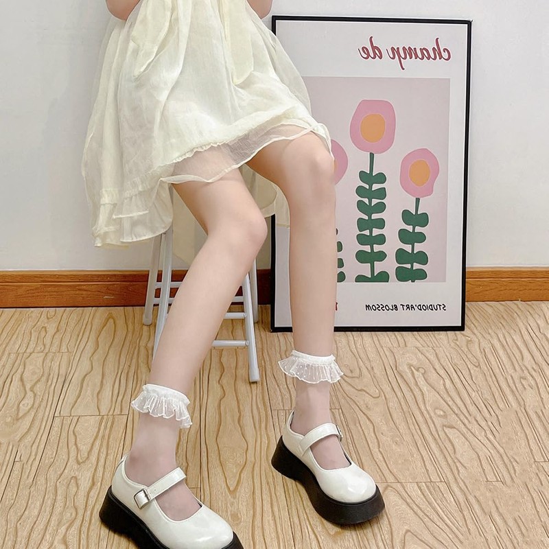 Ekieta Women's Summer Lace Socks, Lace Socks, Cute, Transparent Lace