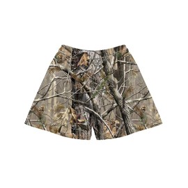 Sooluness Women's 5 Inches Inseam Camo Real Tree Print Mesh Lined Athletic Basketball & Beach Shorts (US, Alpha, One Size, Small, Regular, Regular, Brown)