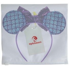 Women Girls Decoration Mouse Ears Headbands Sequin Glitter Bow Hairband for Cosplay Costume Birthday Party(Purple/Mermaid)