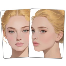 DELORIGIN 2pcs Face Painting Practice Board A4 Size Reusable Makeup Painting Practice Boards Template Stage Makeup Exercise Tool Facial Face Paint Supplies for Beginner(Blonde Plate Hair Woman)