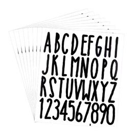 AIEX 8 Sheets 5 cm Number Stickers, Alphabet Stickers, Vinyl Alphabet Number Stickers for Home, Office, School, Mailbox, Address, Door, Office (Black, Slim Style)