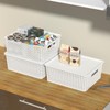 Kekow 6-Pack Plastic Storage Baskets with Lid, Organizer Bins, White