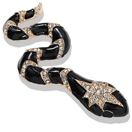 Cotsinyer Brooches And Pins For Women Snake Brooch Funny Enamel Pins Cute Pins Drip Oil Pendant Brooch Dual Use (Black)