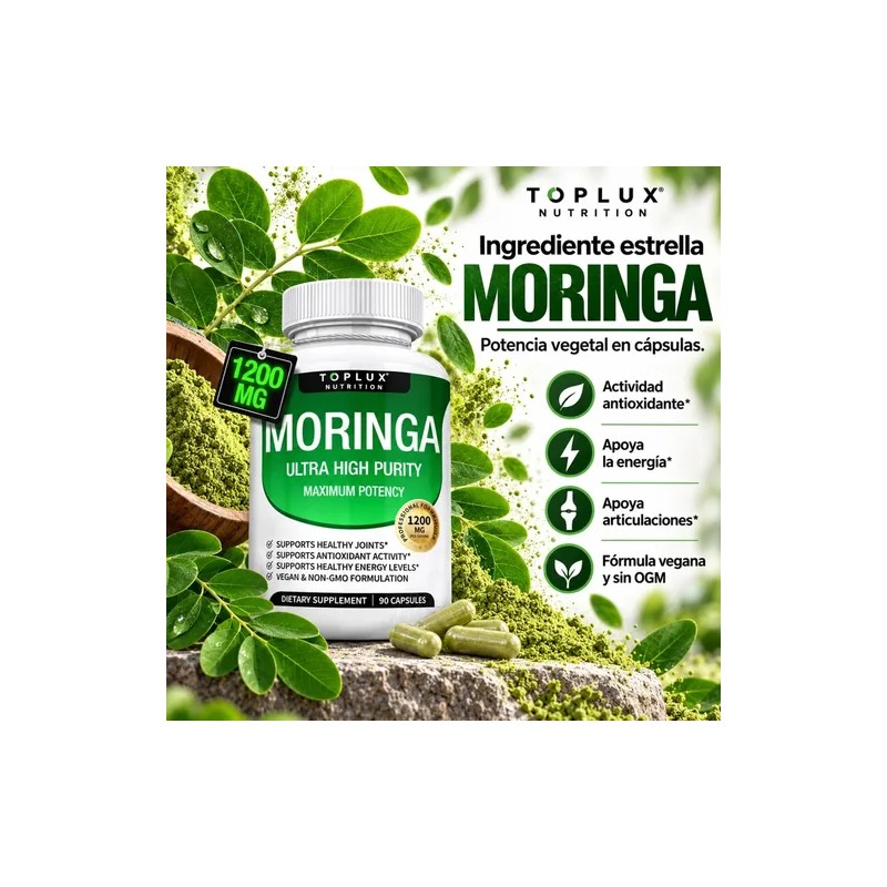 Extracto De Moringa Oleifera En Cápsulas 1200 Mg 90 Piezas