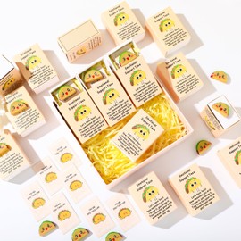 Wonderjune 36 Sets Emotional Support Gifts Bulk Back to School Positive Taco Gifts with Resin Pickle Taco Inspirational Card Taco Themed Match Storage Box Motivational Appreciation Gifts for Employee