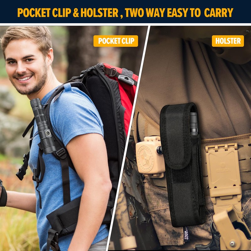 Rechargeable Magnetic Flashlight High Lumens - 1500 Meters Long Beam