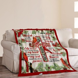 Cardinal Throw Blanket Cardinal Lover Gifts for Women Cardinal Decor Red Bird Christmas Blanket Soft Cozy Fleece Plush Warm Flannel Bedding Blanket for Boys Kids Teens Adults Sofa Couch 40"X50"