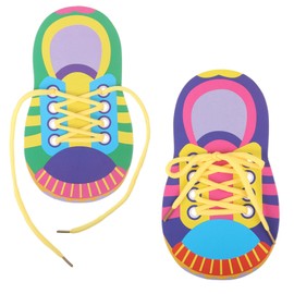 2 Pcs Lacing Shoe Toy, Learn to Tie Shoelaces Kids, Threading Toys Shoelace Practice Board, Shoelace Practice Board, Learn to Tie Shoe Laces Kids, Assistive Early Educational Toy for Children 3-6
