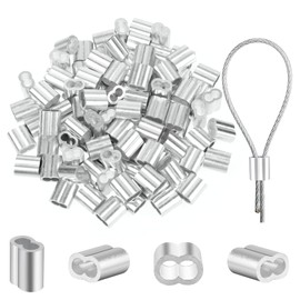 cobee Rope Clamps 2 mm, 100 Pieces Aluminium Sleeves Crimp Sleeves 2 mm Press Clamps Double Sleeves Clamp Sleeves Choke Clips Rope Clamp Aluminium Crimping Loop for 2 mm Wire Rope and Cable (2 mm)