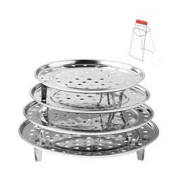 WANGYZJ Stainless Steel Steamer Rack, Steamer Rack for Pots, Detachable Legs Canning Rack, 4-Layer Steaming Rack for Kitchen (4pcs, 20-22-24-26) Silver