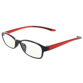 老眼鏡 首かけ レディース ブルーライトカット 曇り止めコート 滑り止めラバー 軽量 形状記憶 おしゃれ スクエア TR90フレーム レッド×ブラック 度数 +2.00 NEW カカル 495220