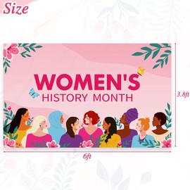 Women's History Month Backdrop Banner Women History Month Celebration Decorations for School Classroom Museum District Feminist Fabric Wall Arts