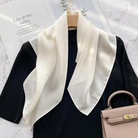 PoeticEHome Solid Color Mulberry Silk Scarf - Lightweight 26" Square Neckerchief for Women's Neck Hair Head in Gift Wrapped