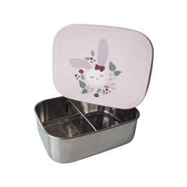 kikadu Lunch Box Rabbit Rosé – Children's Tableware, BPA-Free, with Cute Prints, Dimensions 17 x 13 x 5.5 cm
