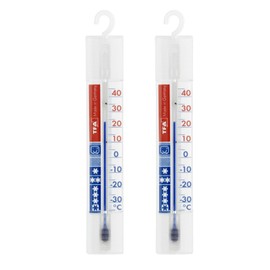 TFA Dostmann Termometro analogico da frigorifero, set da 2, 95.1034, frigorifero, congelatore, con zone di raffreddamento, Made in Germany, monitoraggio della temperatura, bianco