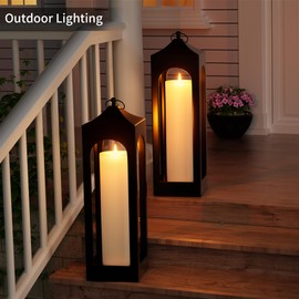 14" x 4" Large Outdoor Candles with Timer Waterproof Flickering LED Flameless Candles Battery Operated with Remote Fake Pillar Candles Realistic for Patio Porch Lanterns, Ivory 2 Pack