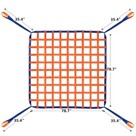 6.56' x 6.56' Cargo Lifting Nets -Lifting Straps for Hoist - Flat Polyester Sling Hoisting Net - Lifting Net Straps - Cargo Hanging Net - for Loading and Unloading Cargo - Max. Load Capacity: 4400lbs