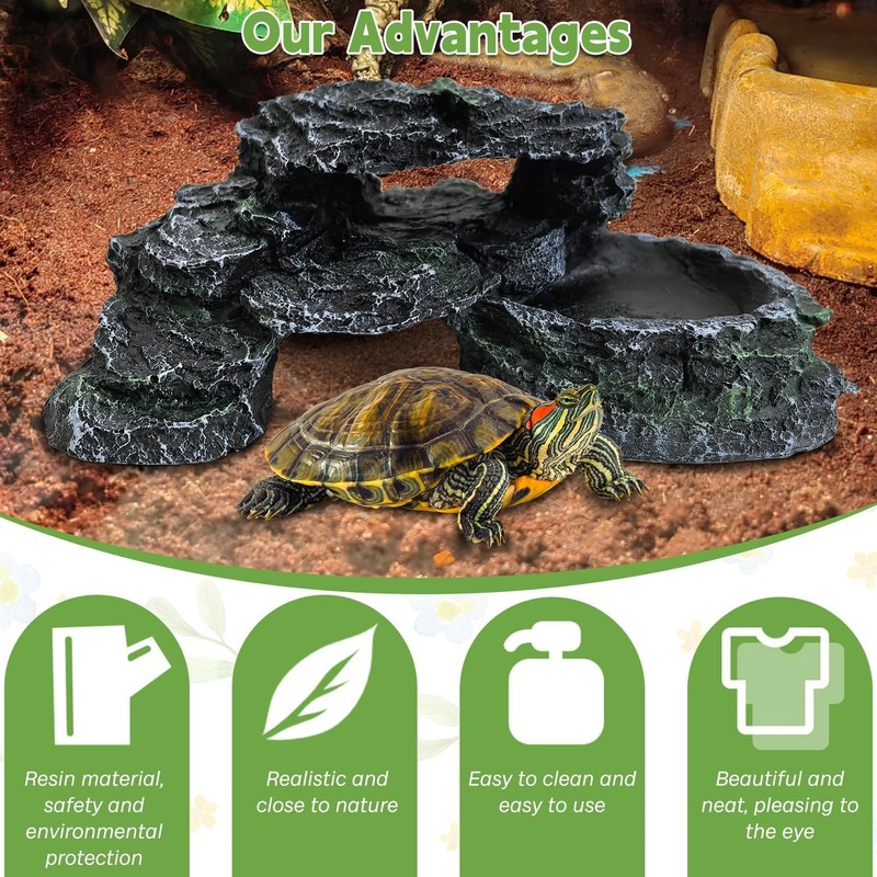 Kathson Reptile Hide Resin Turtles Dock for Aquarium Turtle Basking