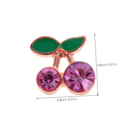 FRCOLOR 32pcs Nail Art Charms with Gold Rose Gold Rhinestones Cherry Decorations for Women for DIY Nail Designs at Home Professional Use