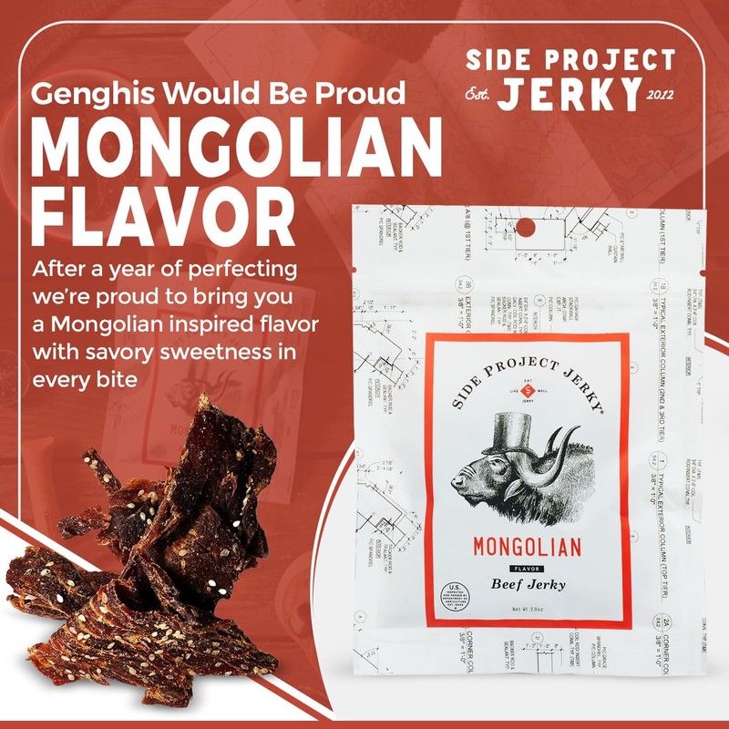 Side Project Jerky Variety Pack - Huli Huli Chicken, Mongolian,