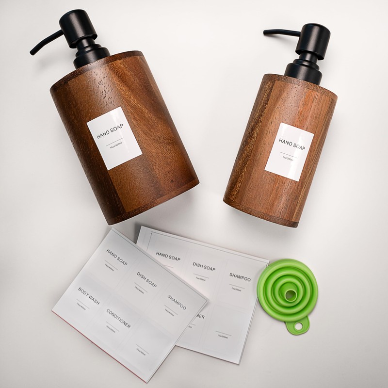 MIGAKU HOME Walnut Wood Soap Dispenser with Pump, Funnel &